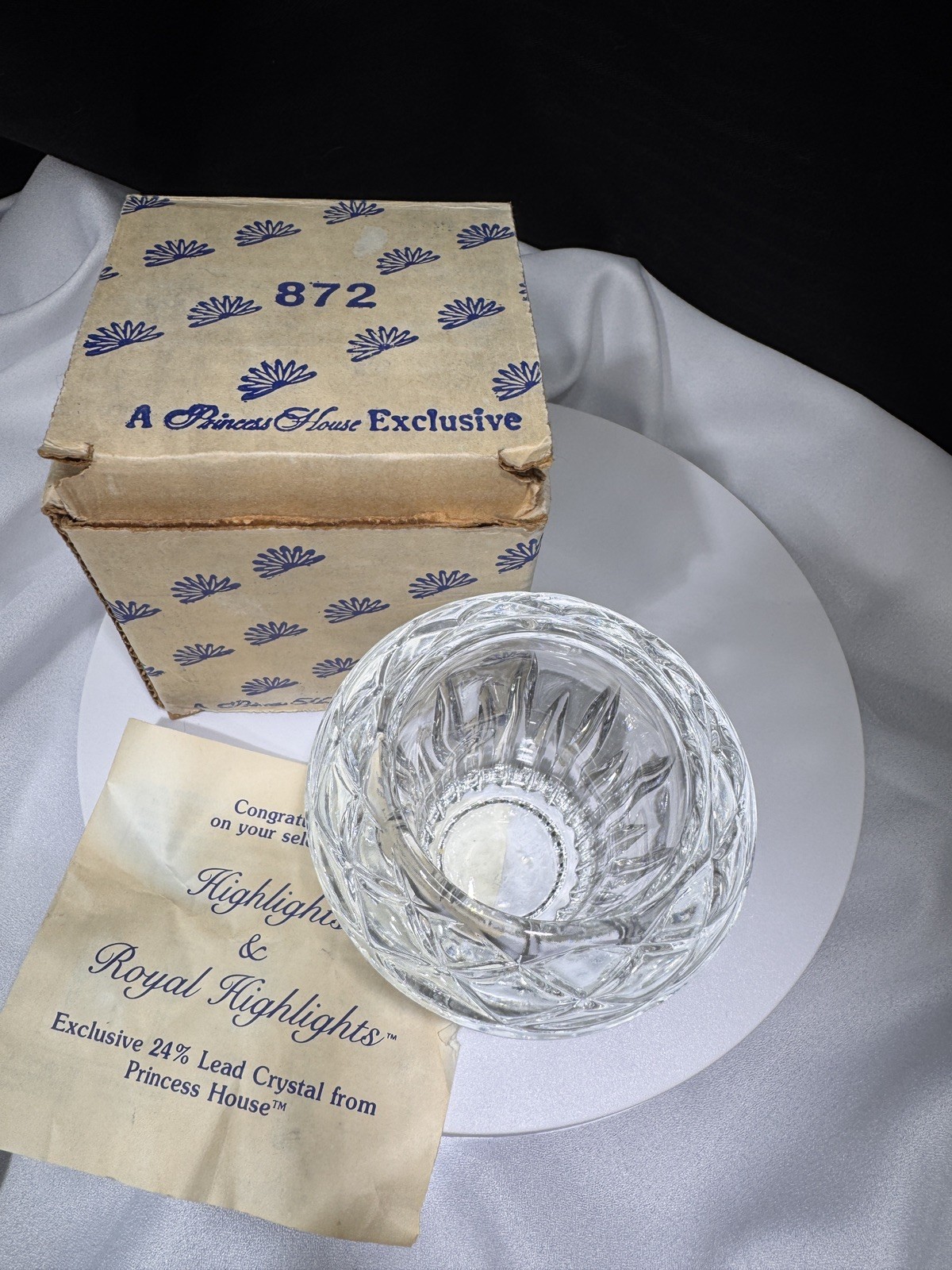 VTG Princess House Royal 24% Lead Crystal Cigarette Holder, Match Stick Holder