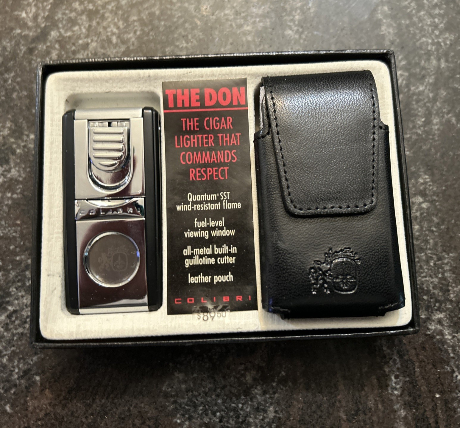 Colibri Lighter ‘The Don’ With Cigar Cutter And Leather Case 00063 Empty