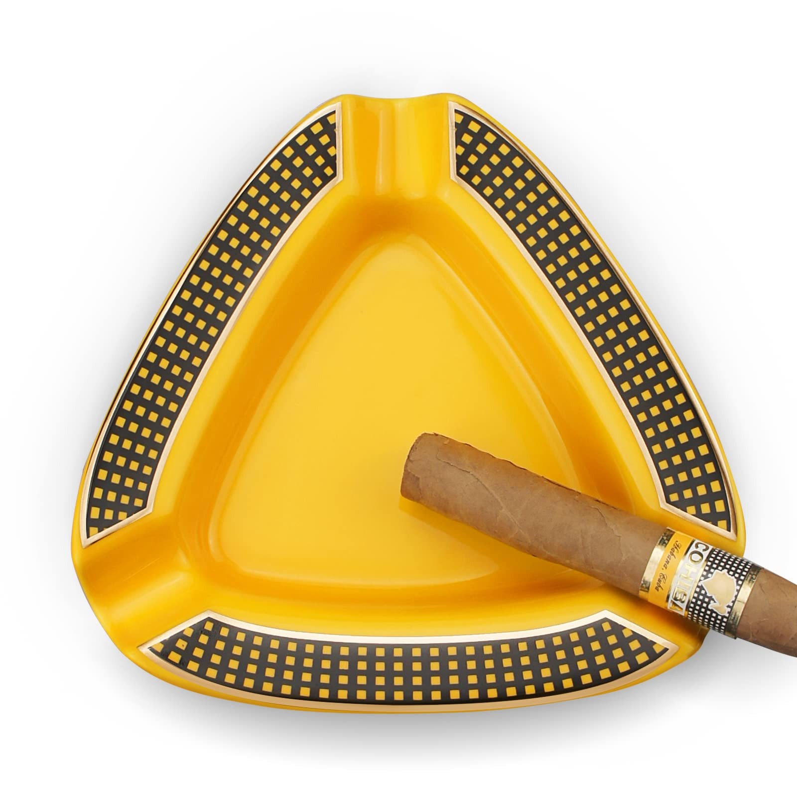 Cigar Ashtray Triangle Large Outdoor Rest for Patio/Outside/Indoor Yellow