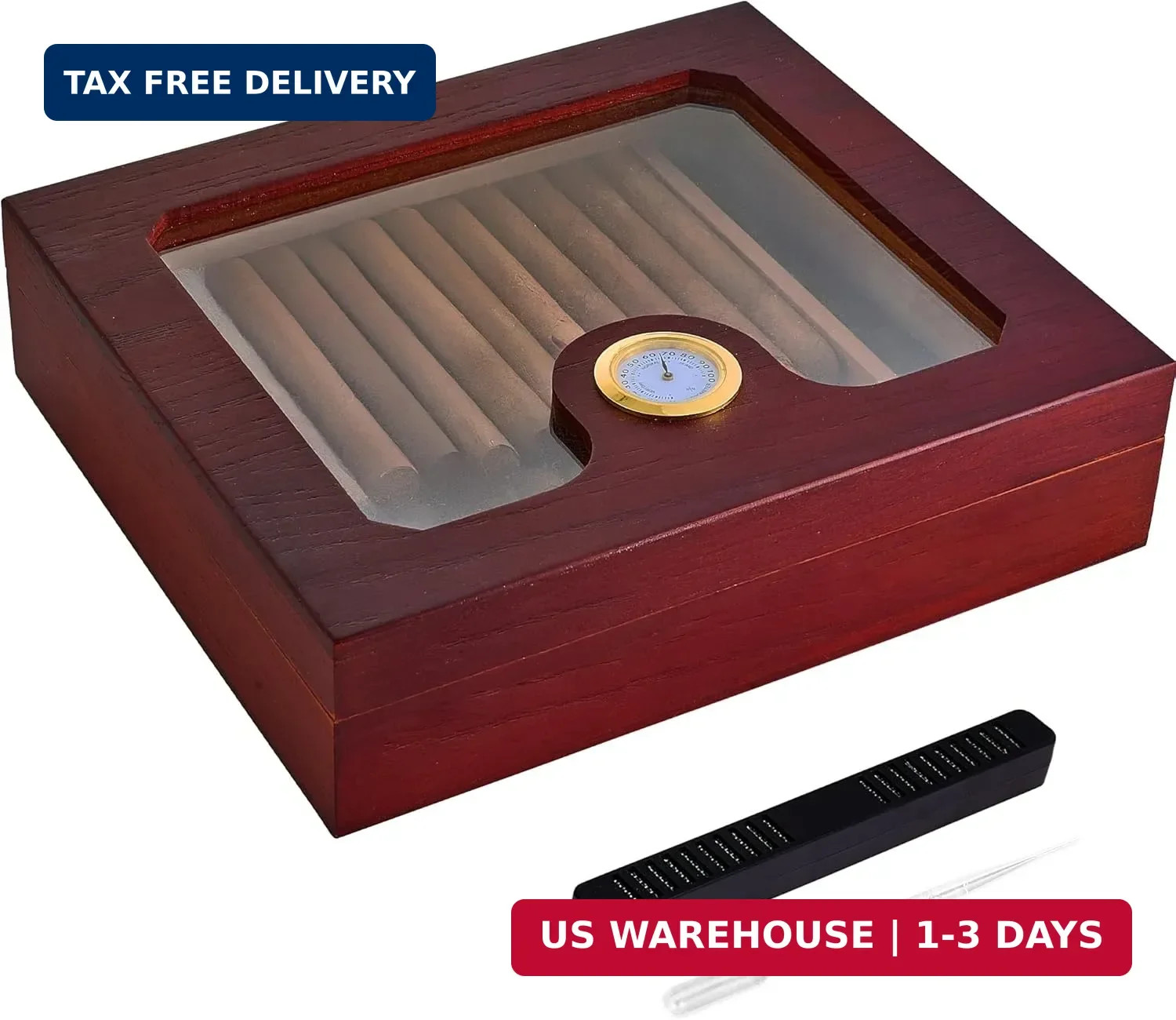 Cigar Humidor for 25-30 Cigars with Humidifier and Hygrometer,Desktop Cedar Wood