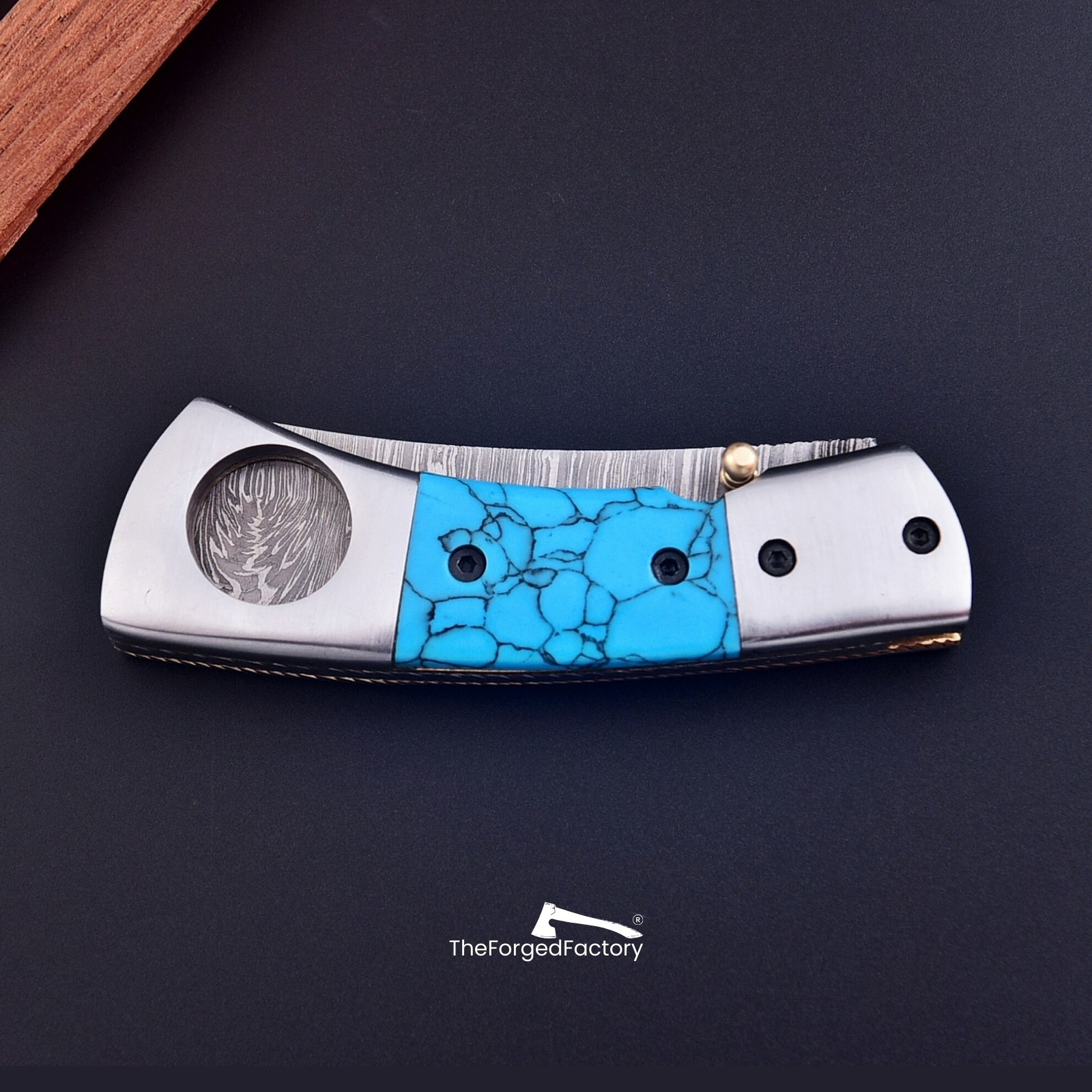 Cigar Cutter Knife Razor Sharp Damascus Steel Blade with Sheath Pocket Scissors