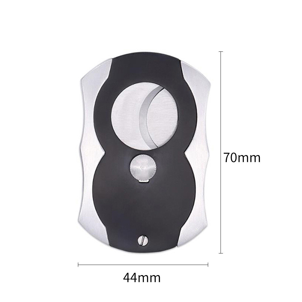Portable Black Cigar Cutter Double Blade Stainless Steel Guillotine Scissors