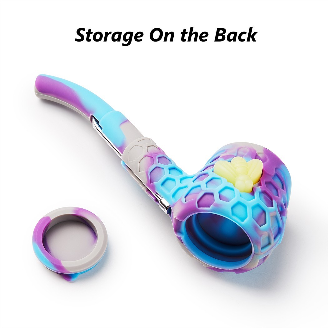 2Pc 4.5″ Silicone Honeycomb Tobacco Smoking Pipe with Holder and Tools Hand Pipe