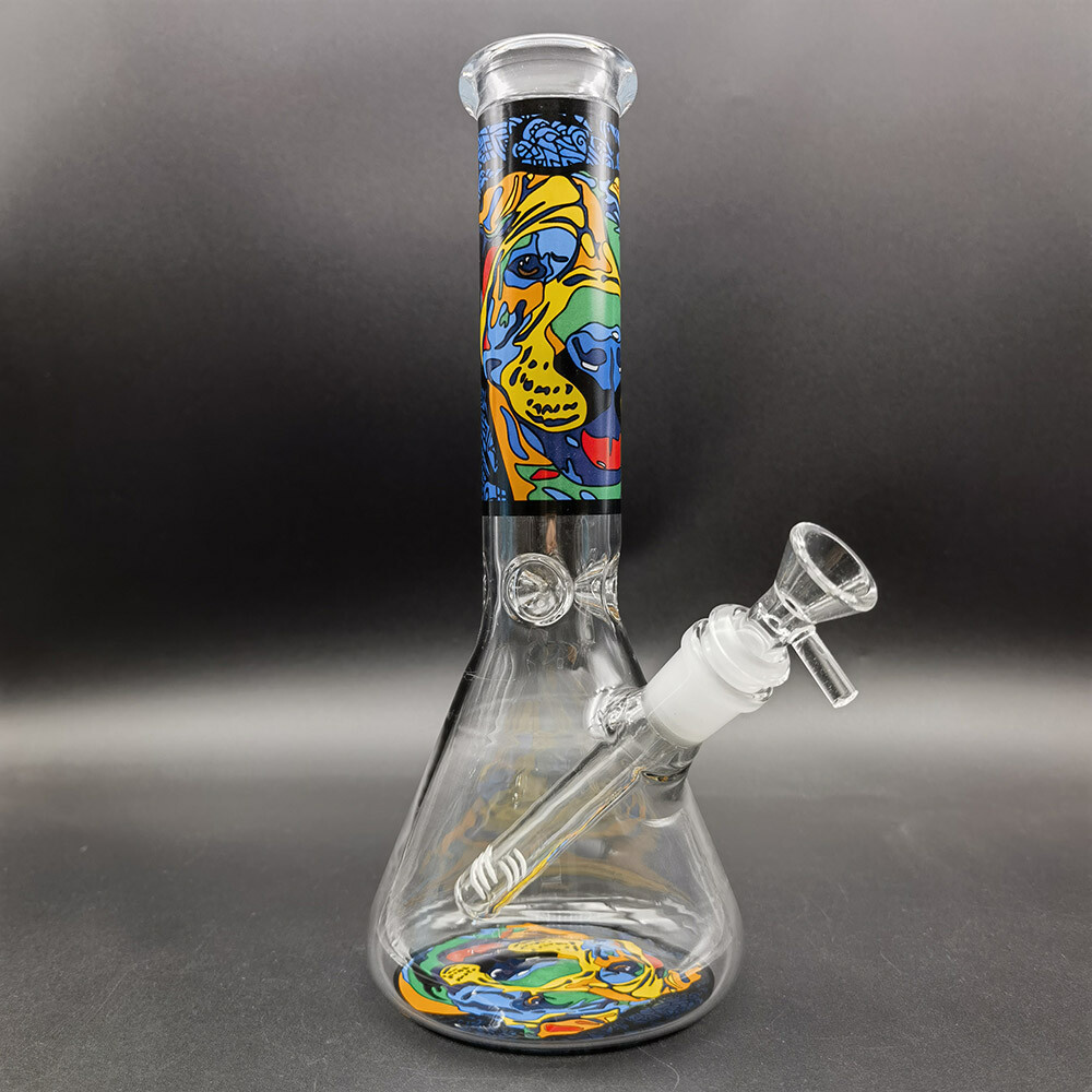 1X 10″ Colorful Dog Water Pipe Heavy Glass Bong Shisha Beaker Hookah + Bowl US