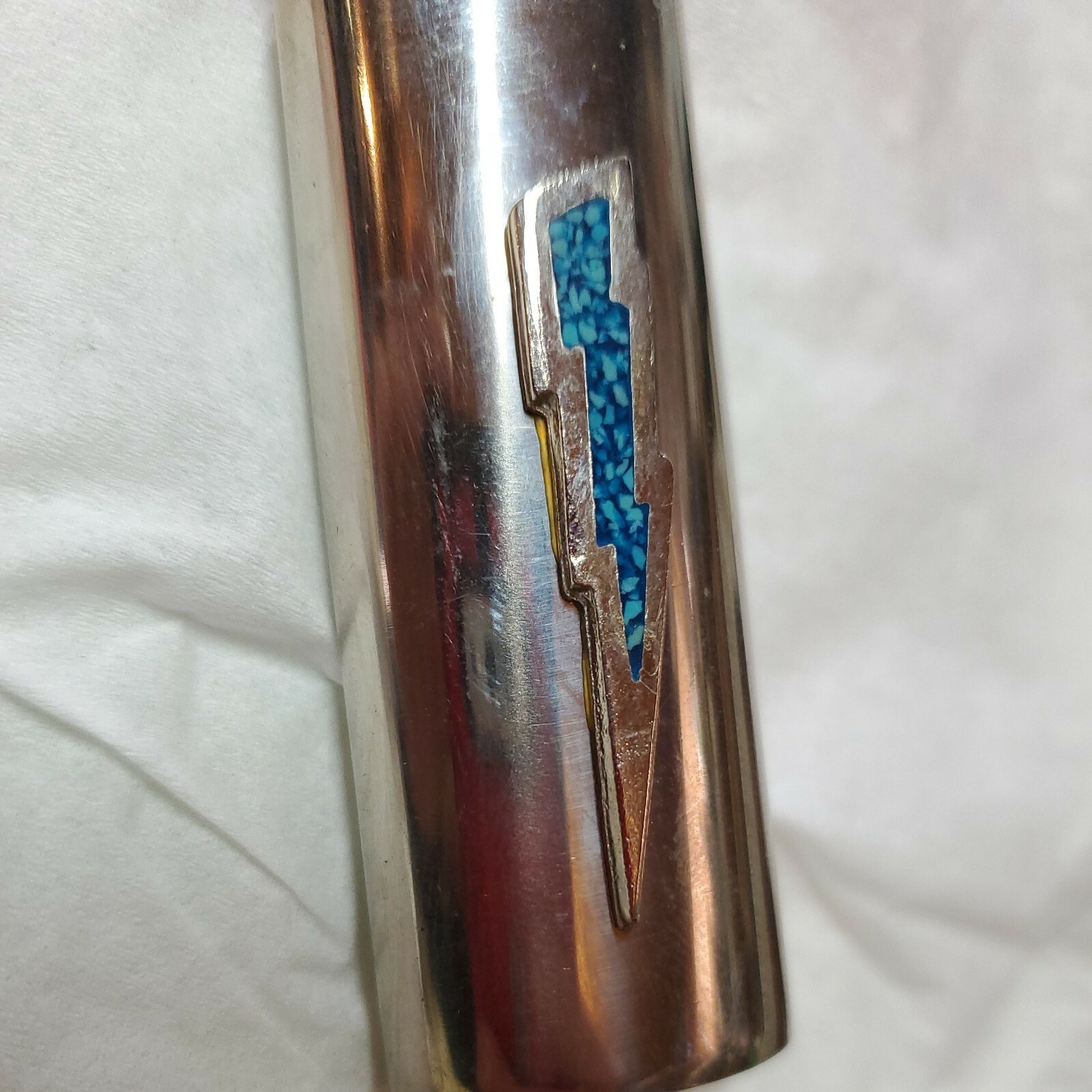 Vtg Lighter Case Lightning Thunder Bolt Turquoise Western Cover Holder fits Bic