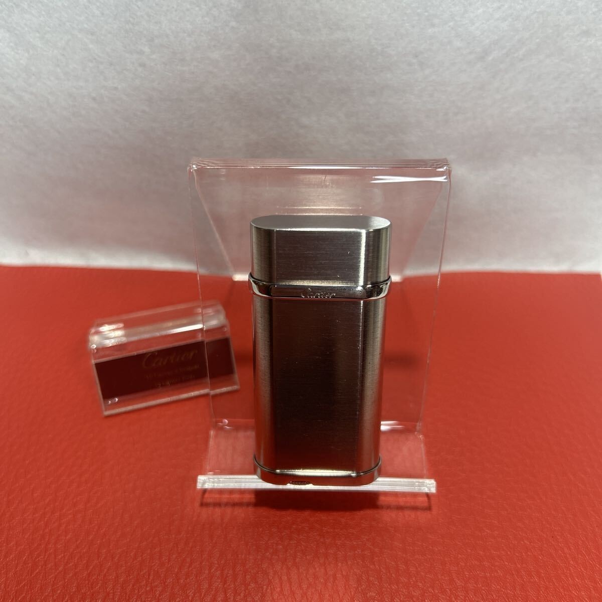 Overhauled Cartier Gas lighter Silver Godron hair line without box