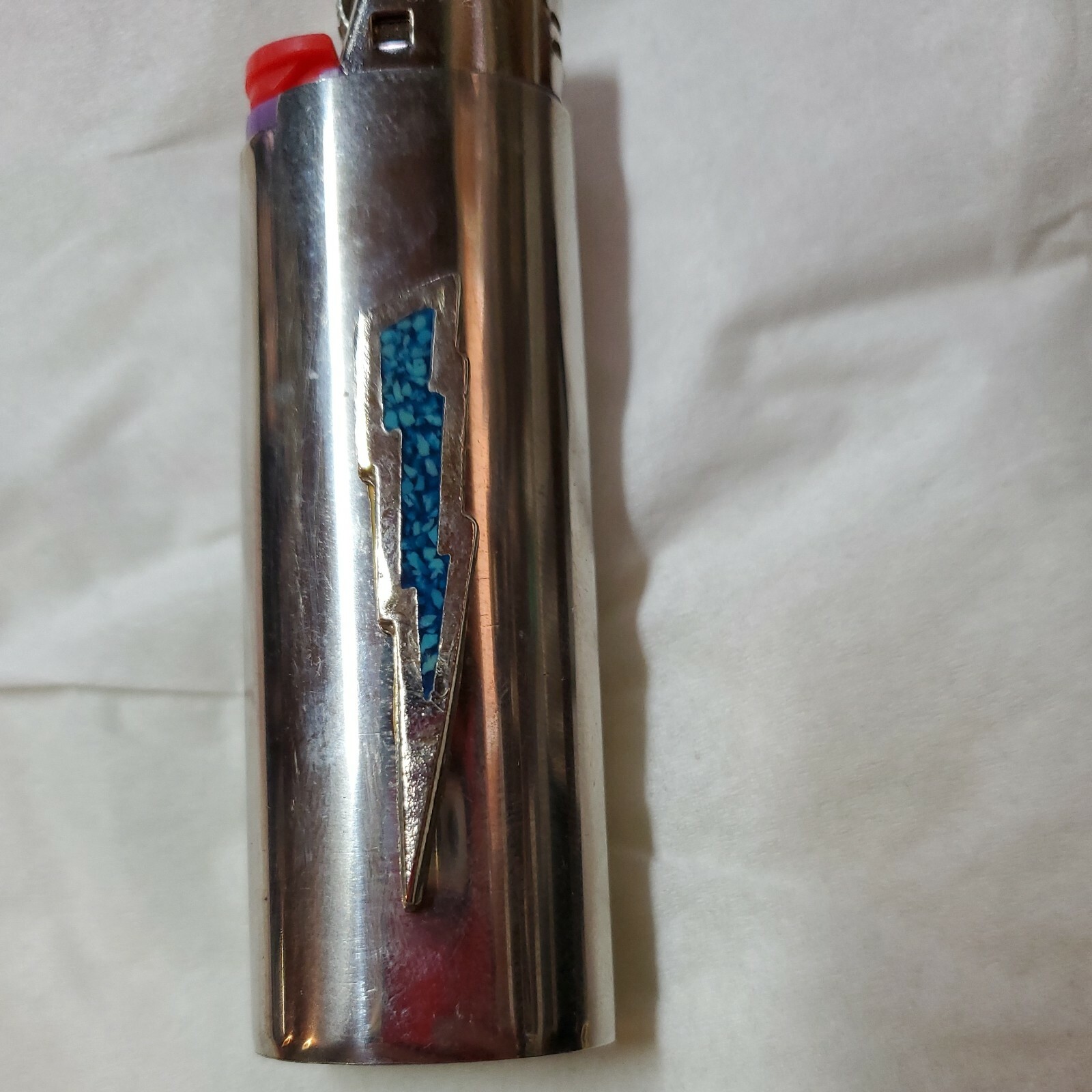 Vtg Lighter Case Lightning Thunder Bolt Turquoise Western Cover Holder fits Bic