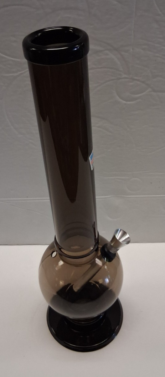 12″ ACRYLIC PLASTIC 1 RINGS BUBBLE WATER PIPE BONG HOOKAH THUMB CARB 1.5″M GRAY