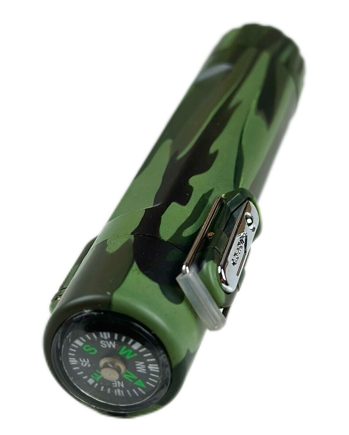 Dual Arc Plasma Electric Flameless USB Waterproof Lighter LED Flashlight Compass
