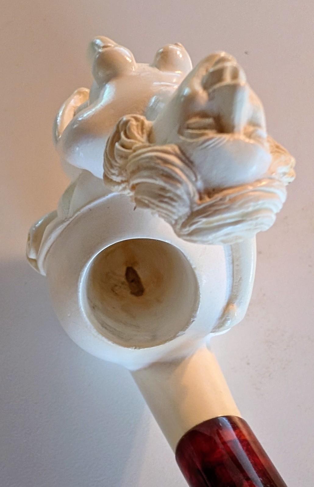 Vintage NOS Hand Carved Nude Lady Smoking Pipe, Block Meerschaum, No Case