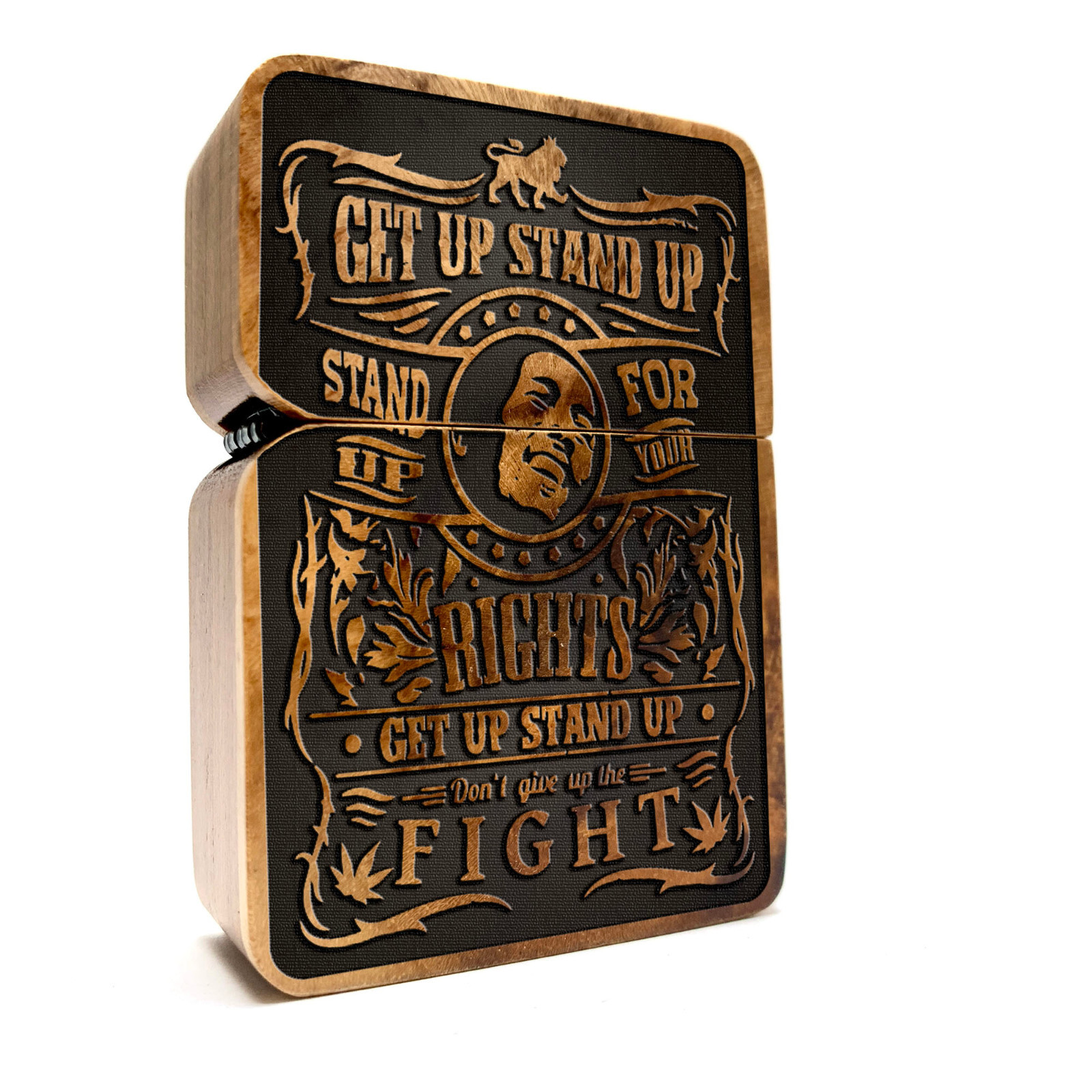 Unique Teakwood Lighter with Bob Marley Engraving | Refillable & Eco-Friendly