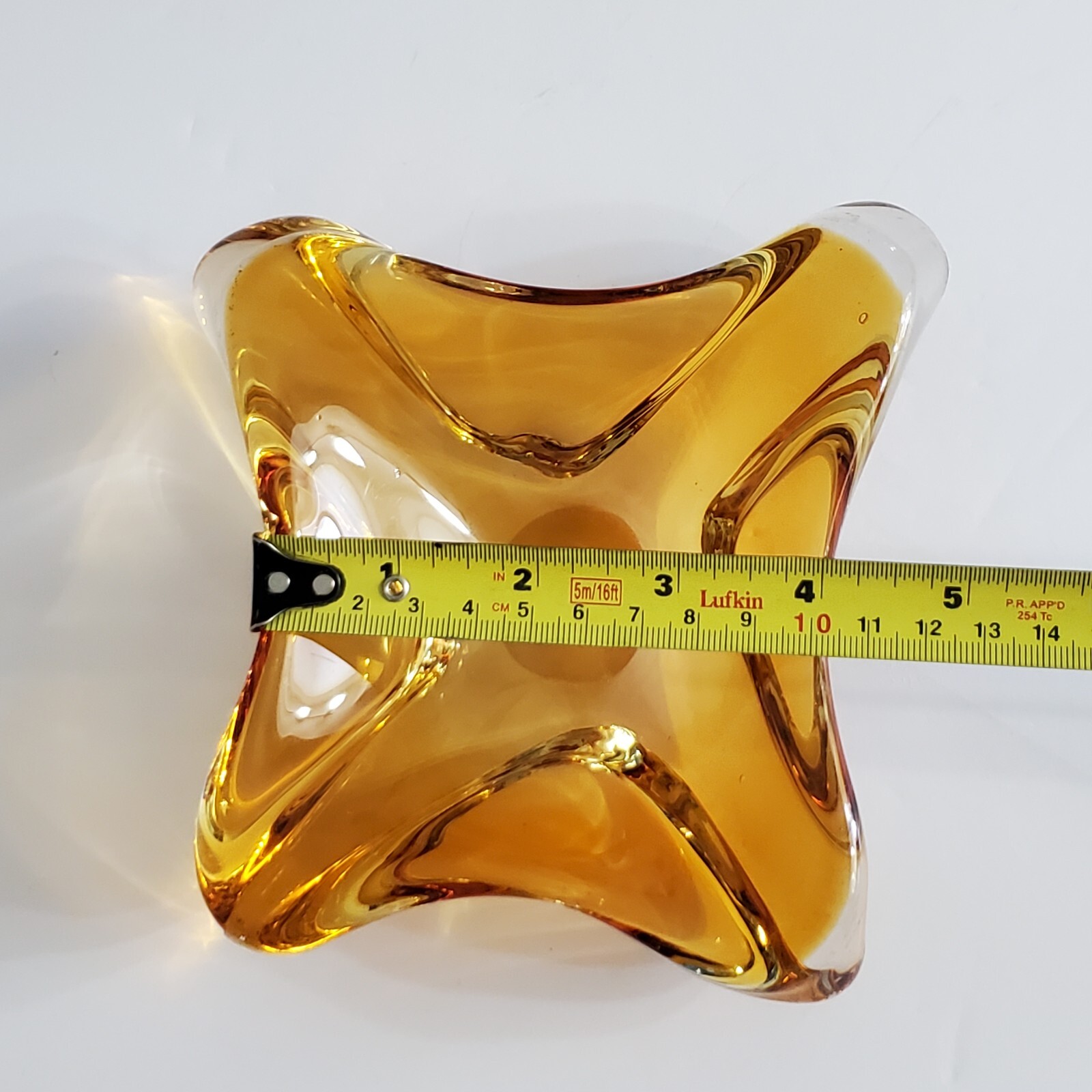 Golden Amber Glass Ashtray – Amber Art Glass Chalet Style Ashtray Bowl Unmarked
