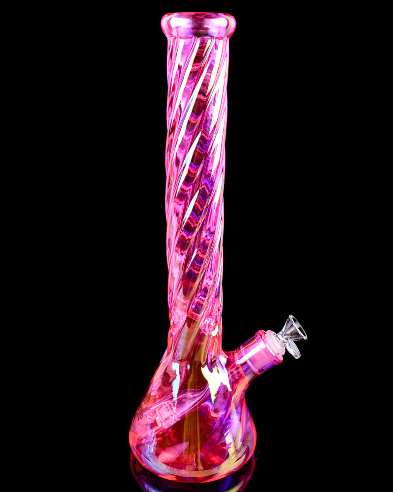 16″ Inch THICK PINK Iridescent Beaker BONG GIRLY BONG HEAVY Helix BONG *USA*