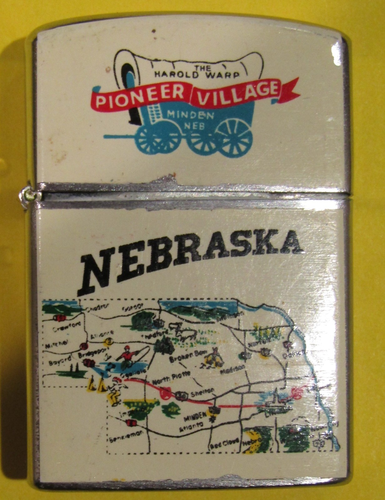 c.1970 Harold Warp Pioneer Village Nebraska Souvenir Lighter