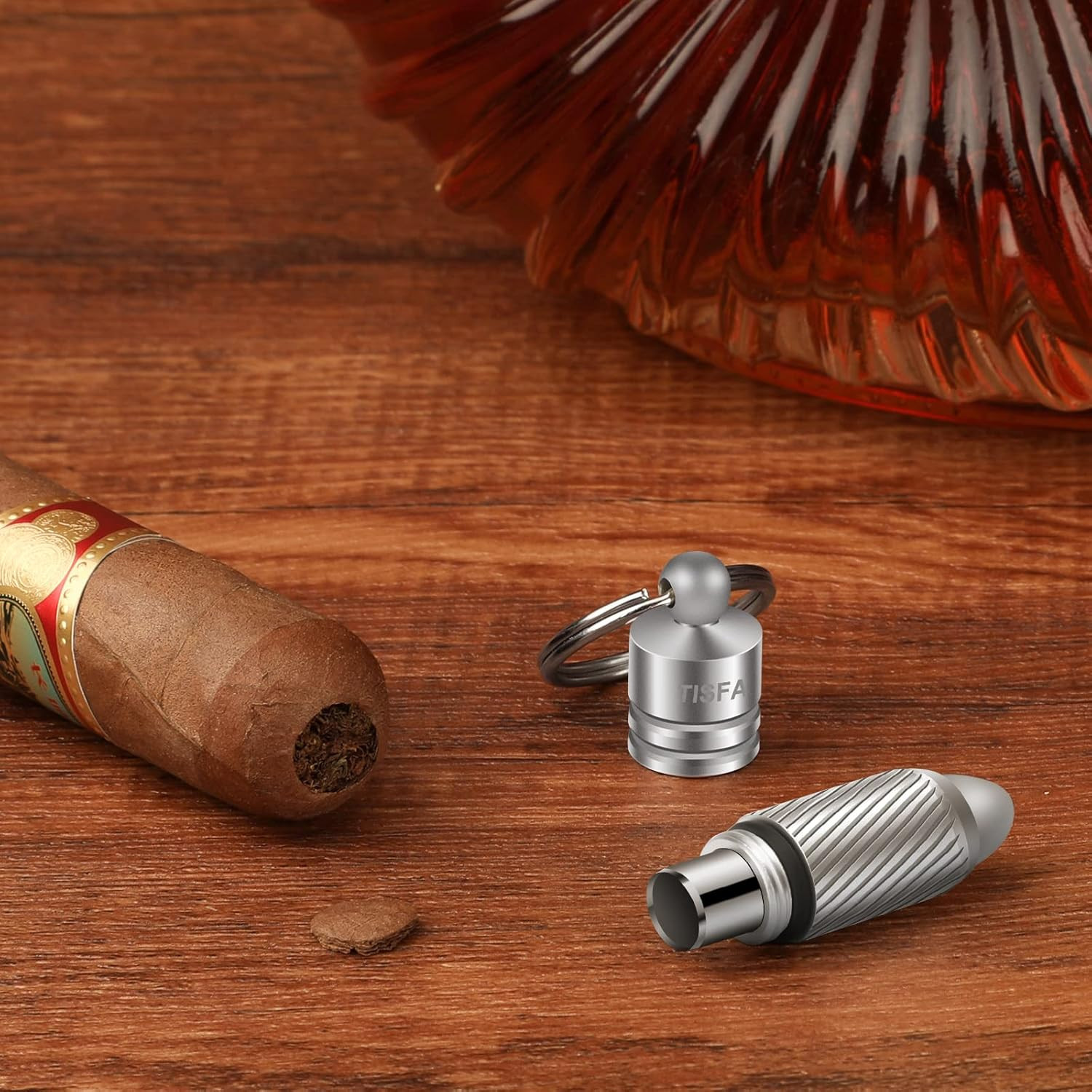 TISFA Cigar Punch Cutter Cigar Hole Opener Portable Screw Out Stainless Steel Pu