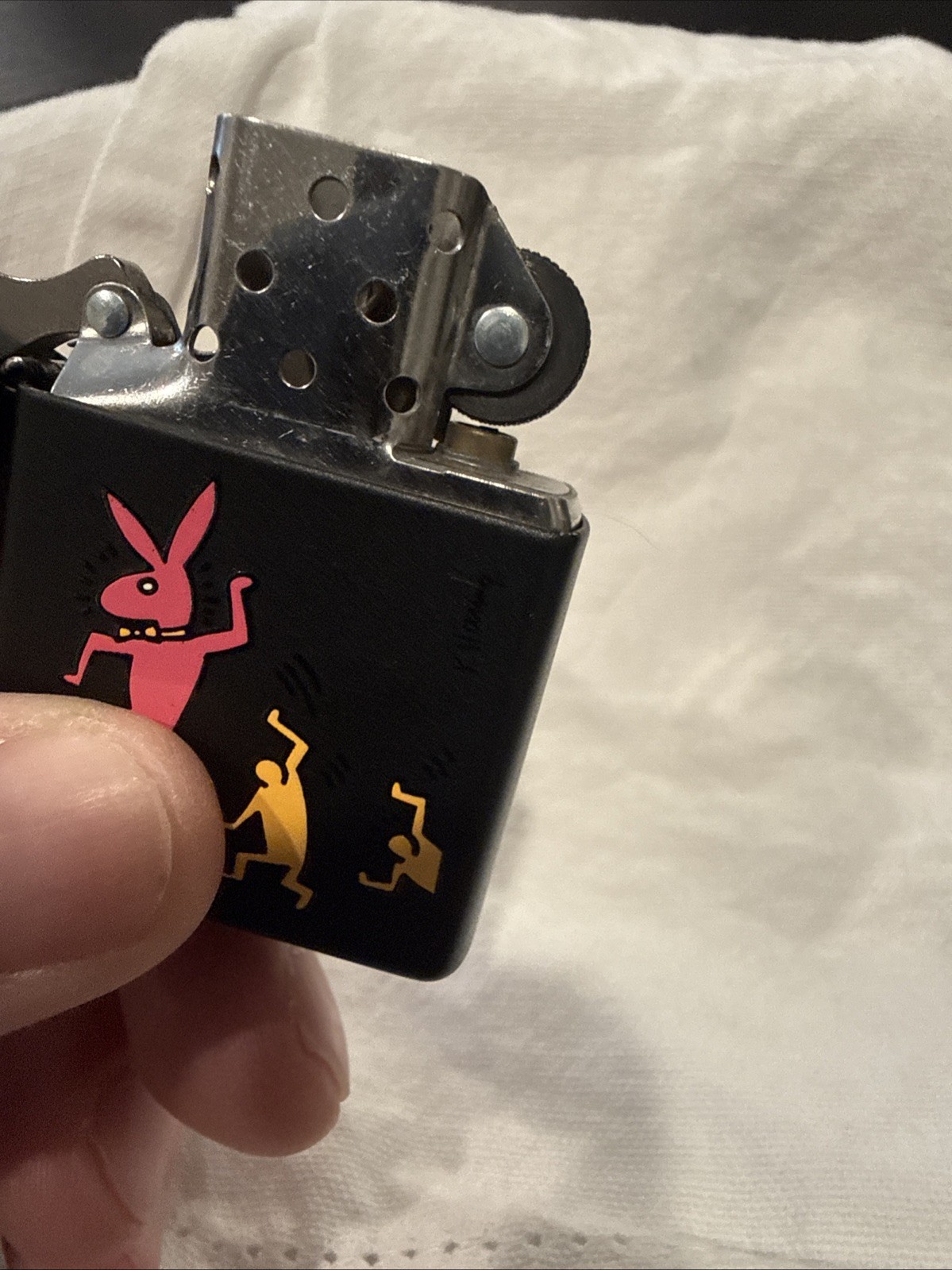 Zippo Lighter 2000 “Bunny On The Move” by Keith Haring, No Box, Black Matte