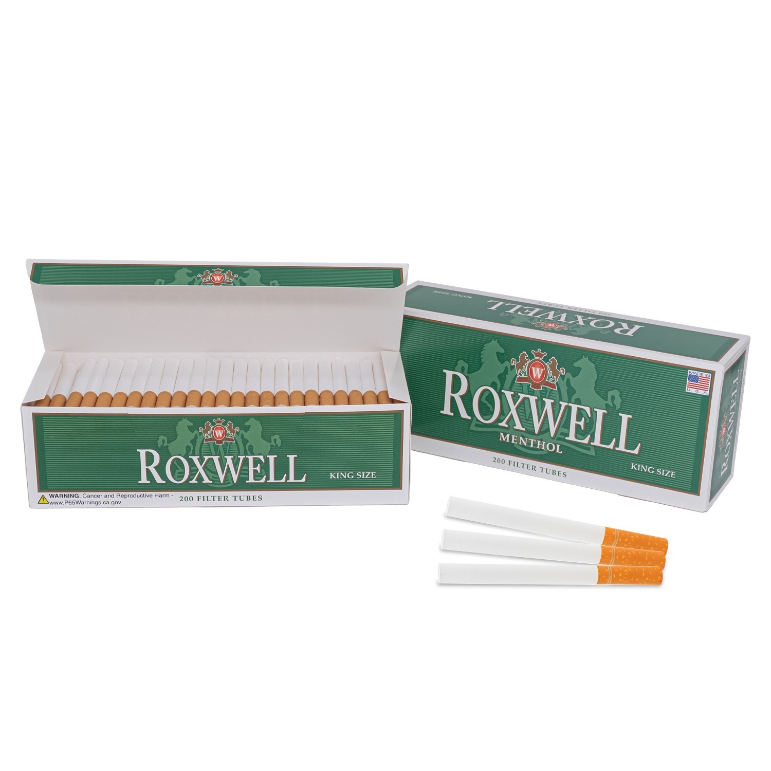 Cigarette Tubes Menthol Green King Size RYO Cigarette Tubes -400 CT By Roxwell