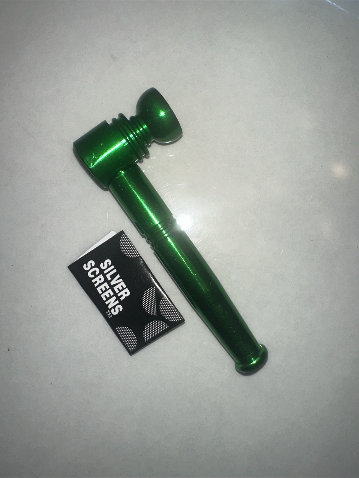 4” Metal Smoking Pipe And Screens GREEN Anodized METAL FREE SHIPPING