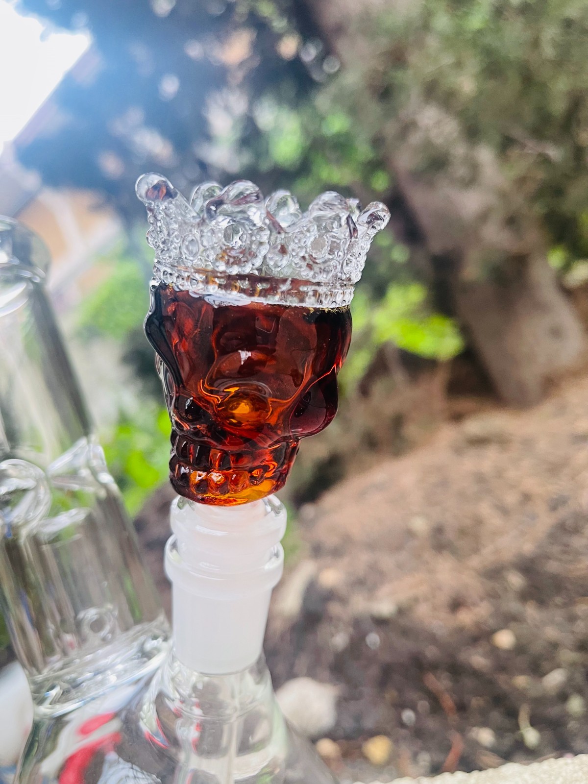Premium 14mm Thick Glass Red Skull King in Crown Bowl Head for Water Bong