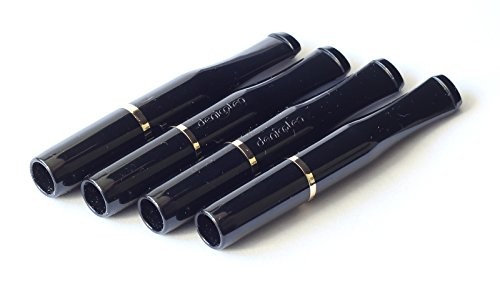 4 X Cigarette Holders Black Color Golden Colored Ring 1.0 Count Plastic