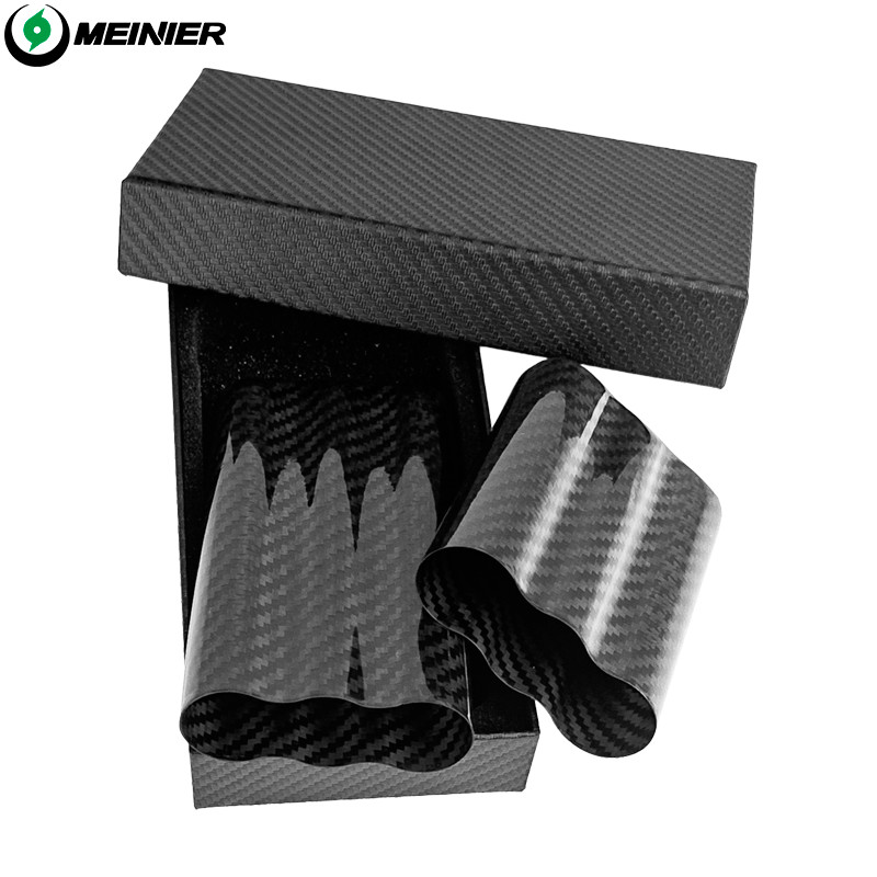 3K Glossy Travel Cigar Case Carbon Fiber Humidor Holder 3 Count W/ Gift Box