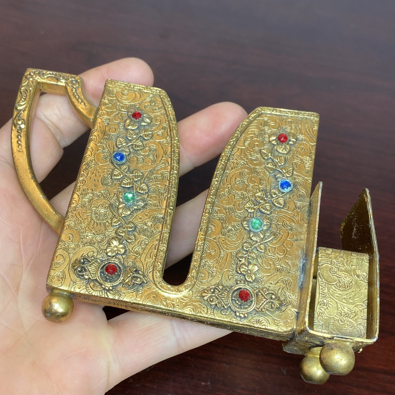 1920’s Art Deco Jeweled Cigarette & Matchbox Caddy Holder M W Carr & Co Boston
