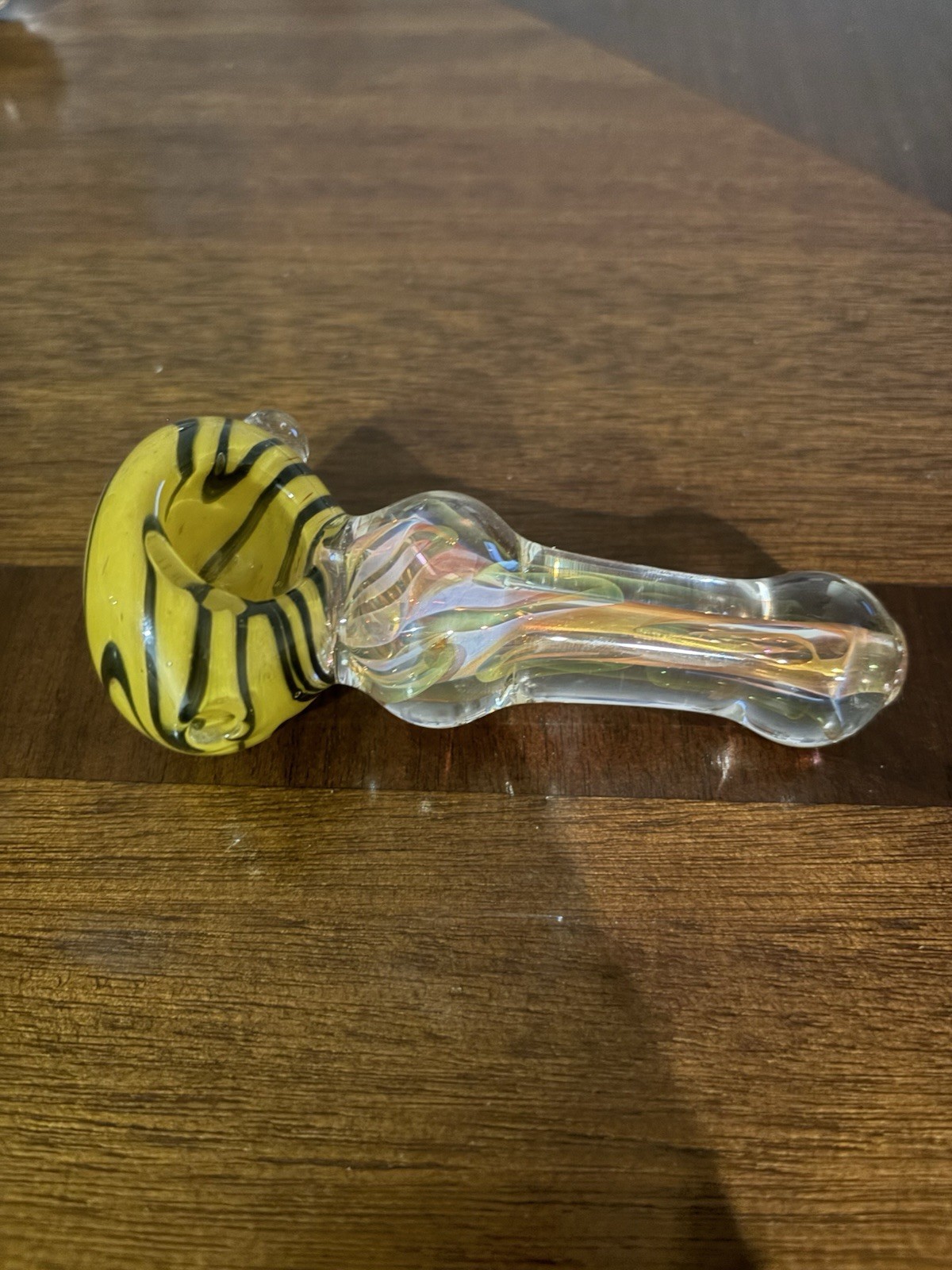 3” Glass Hand Pipe Black & Yellow Swirl