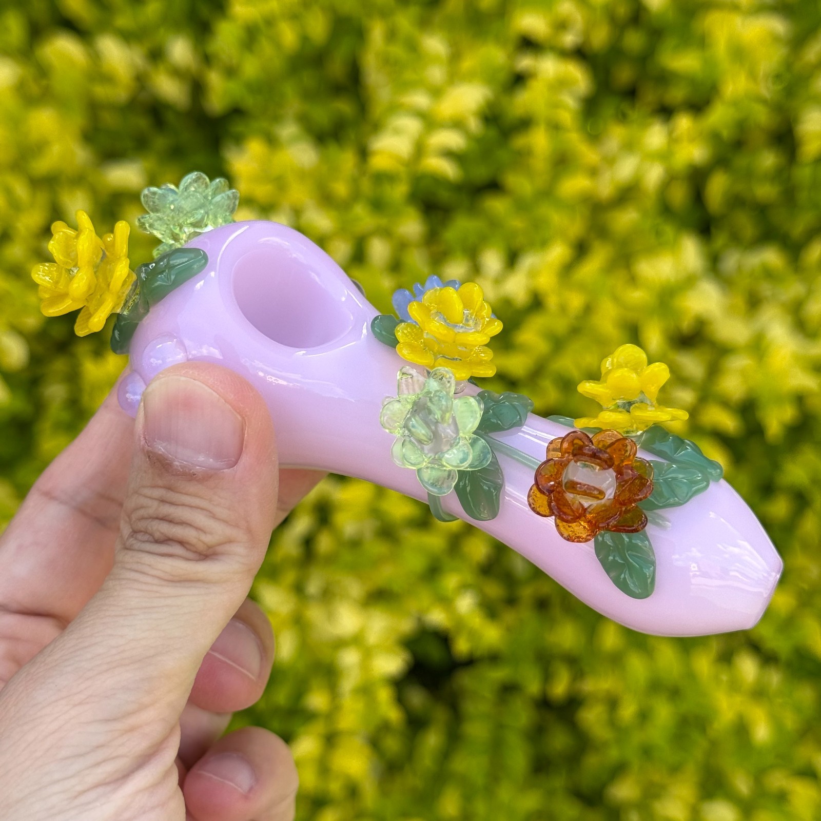 Flower Glass Pipe Smoking Hand Spoon Pipe Tobacco Glass Smoke Bowl Gift