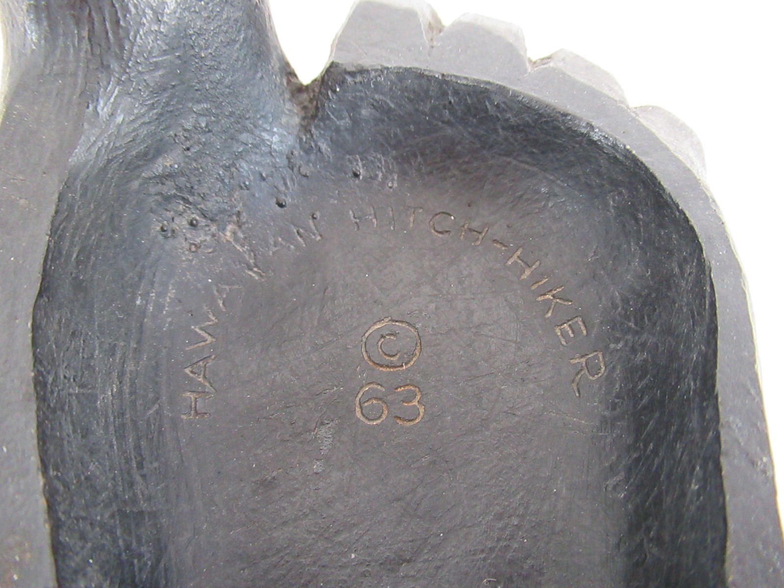 Vintage Hawaiian Hitchhiker Ashtray, Made from Lava, Foot Ashtray Trinket Dish