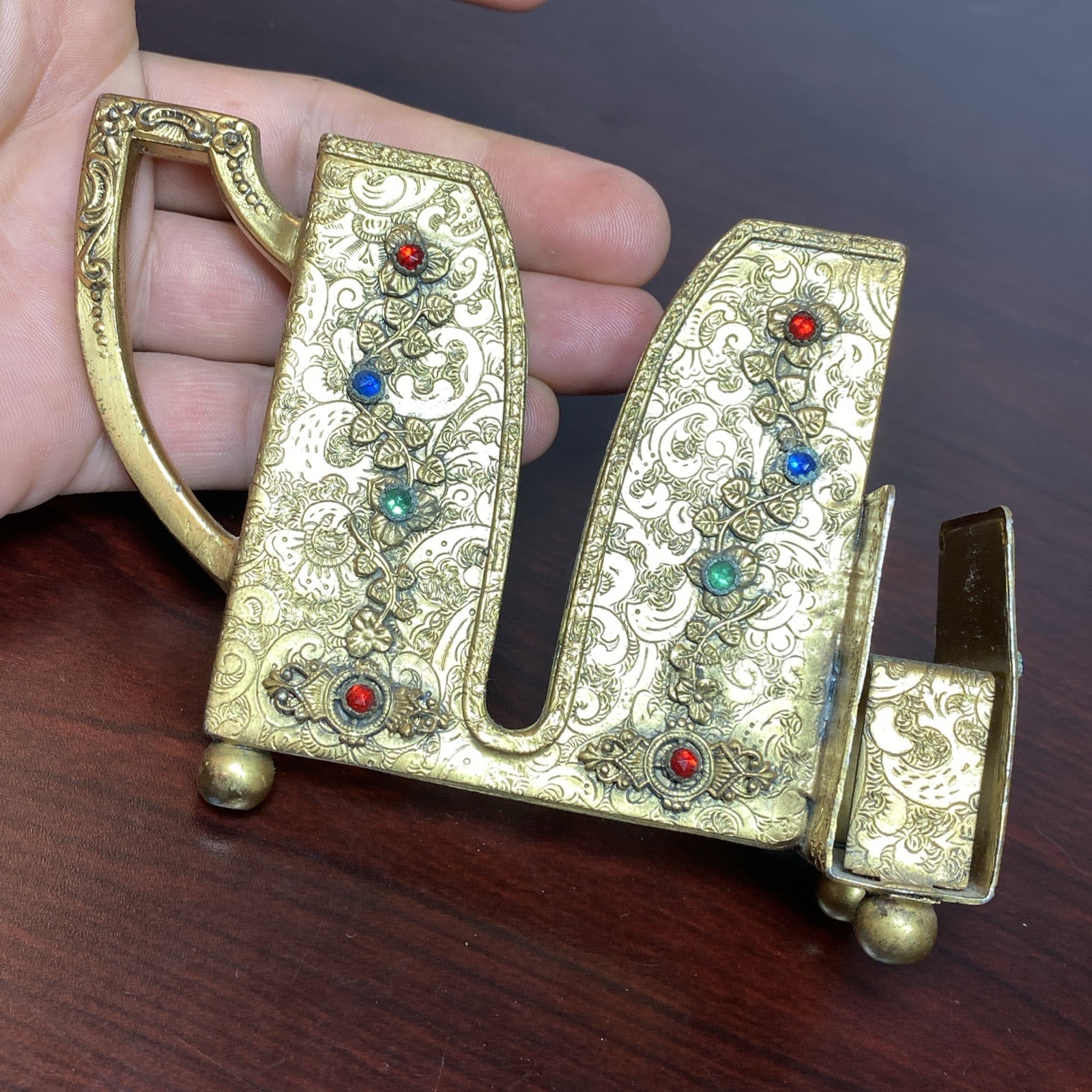 1920’s Art Deco Jeweled Cigarette & Matchbox Caddy Holder M W Carr & Co Boston