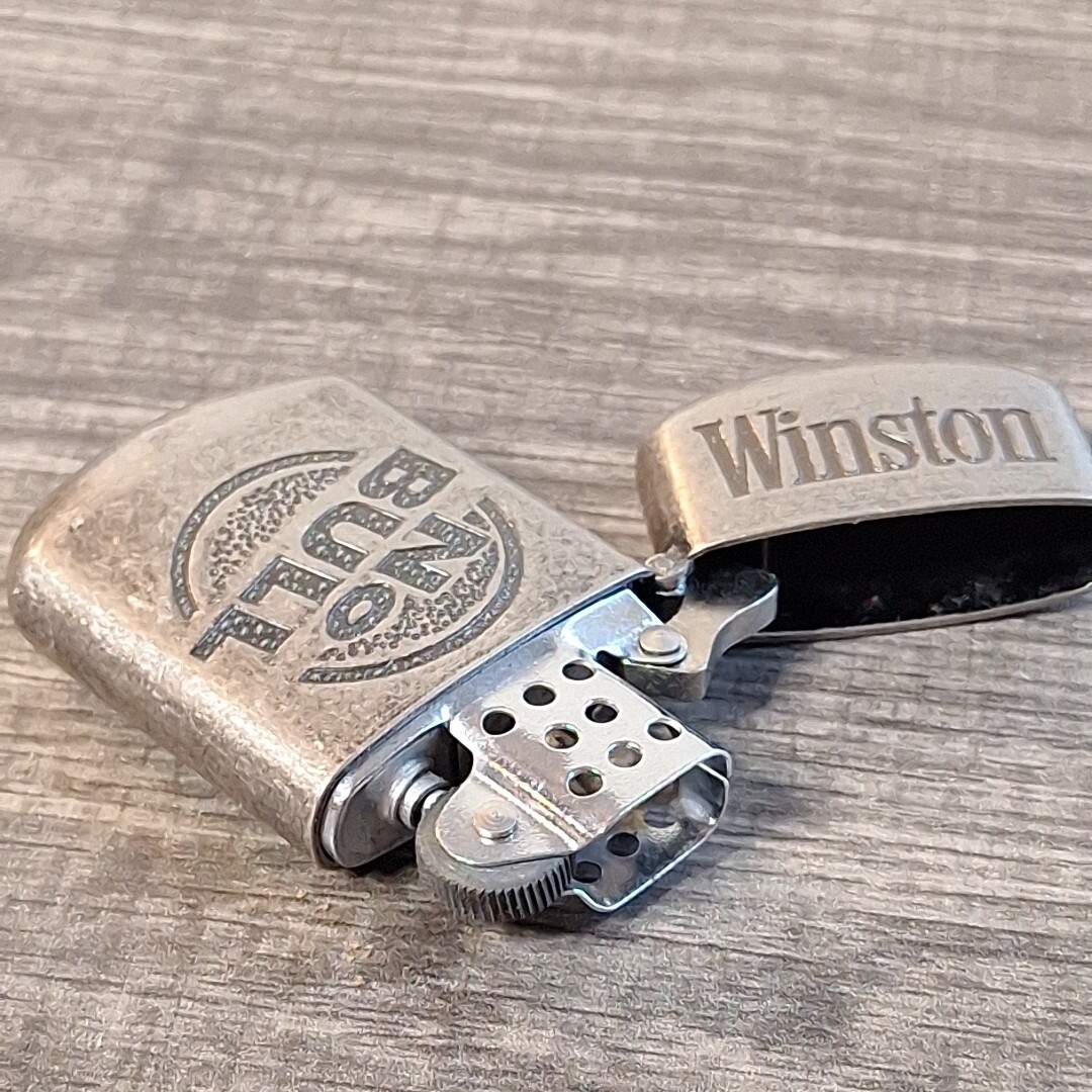 Vintage Winston Branded No Bull Rounded Metal Lighter
