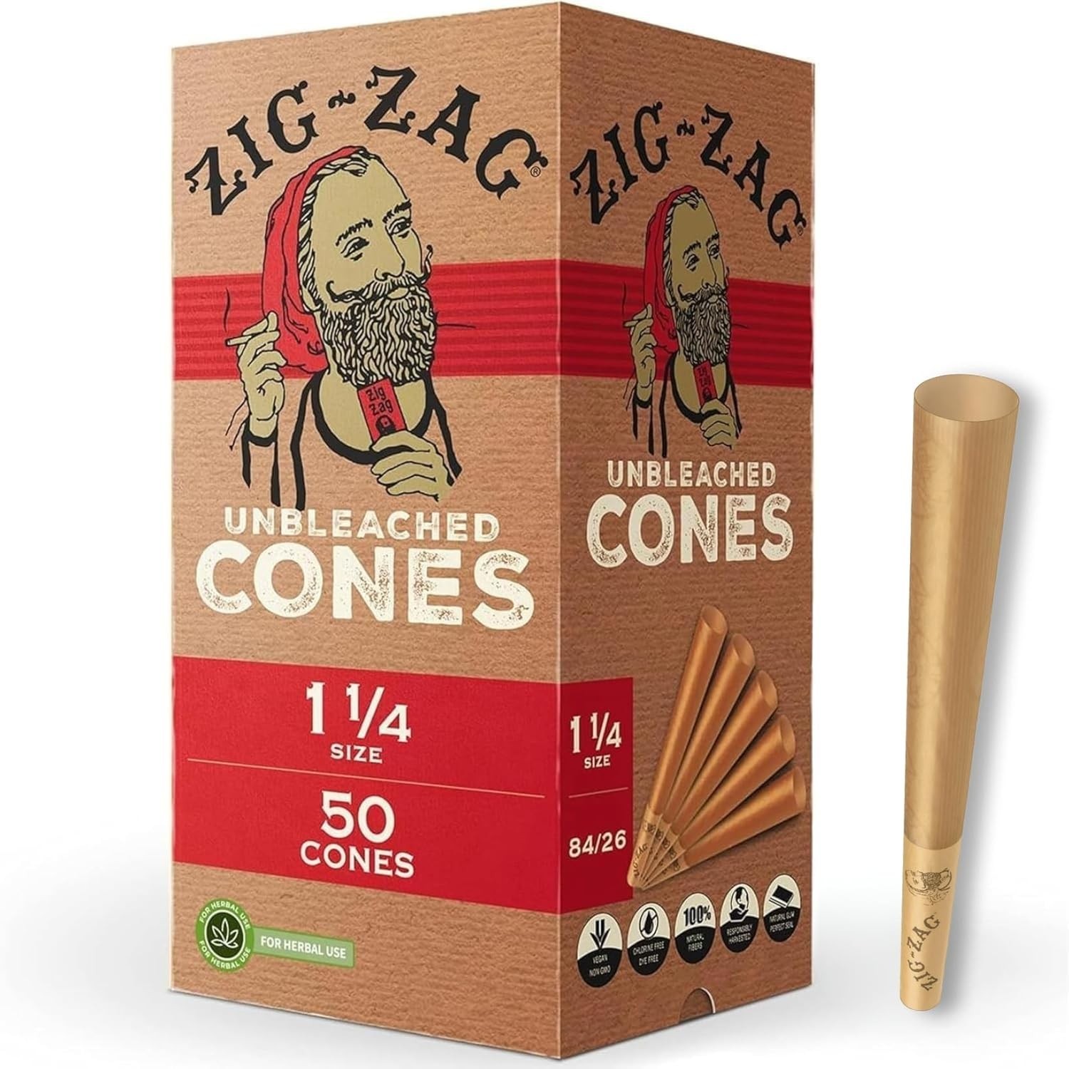 50 Natural & Organic Unbleached Pre Rolled Cones – Slow Burning Convenience