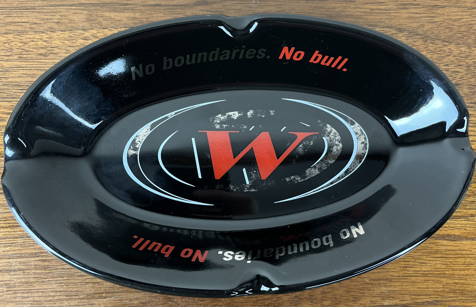 Vintage Winston No Boundaries, No Bull Ashtray Black Silver Red Vintage