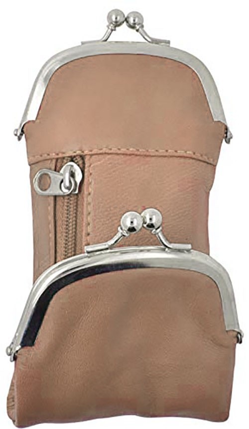 Beige Leather Cigarette Smoke Carrying Case Coin Holder Zip Pocket Wallet