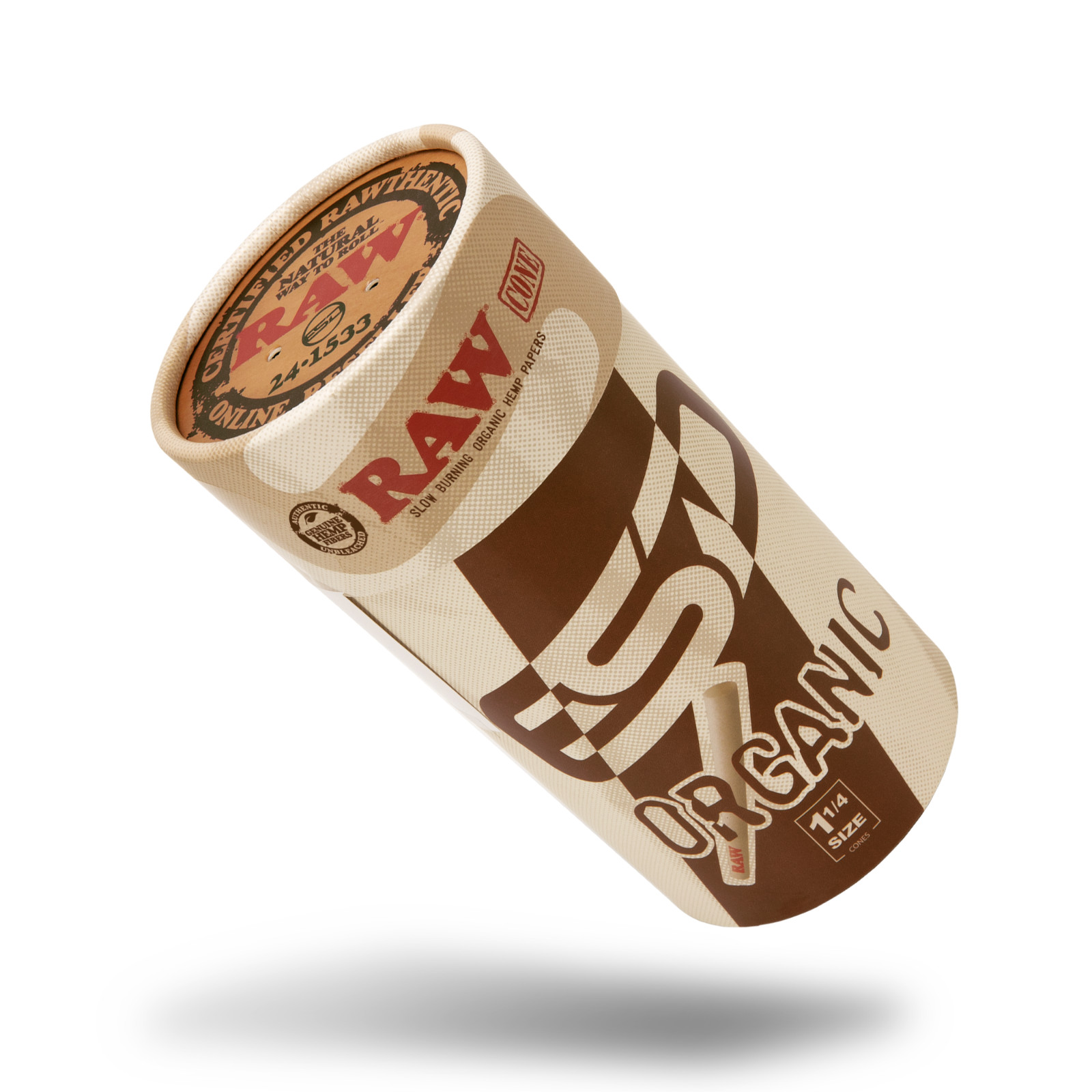 RAW Organic 1 1/4 Size Pre-Rolled Cones | 150 Pack | Slow Burning Papers
