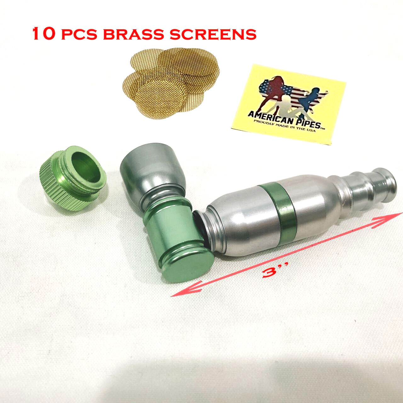 Americanpipes™️ large bowl metal Tobacco Smoking Pipe with 10 brass screens