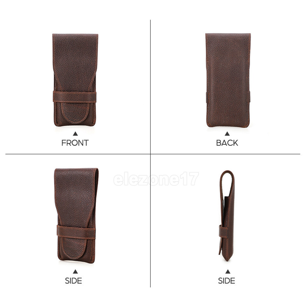 3 Tubes Genuine Leather Cigar Case Travel Humidor Portable Cigars Cutter Holder