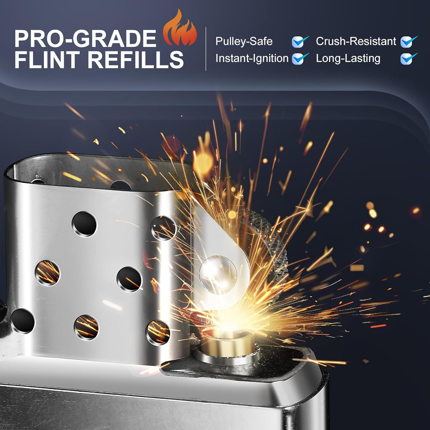 Lighter Flints 100 Pcs, Premium Flint Replacement Refills, Multi-Brand Compatibl