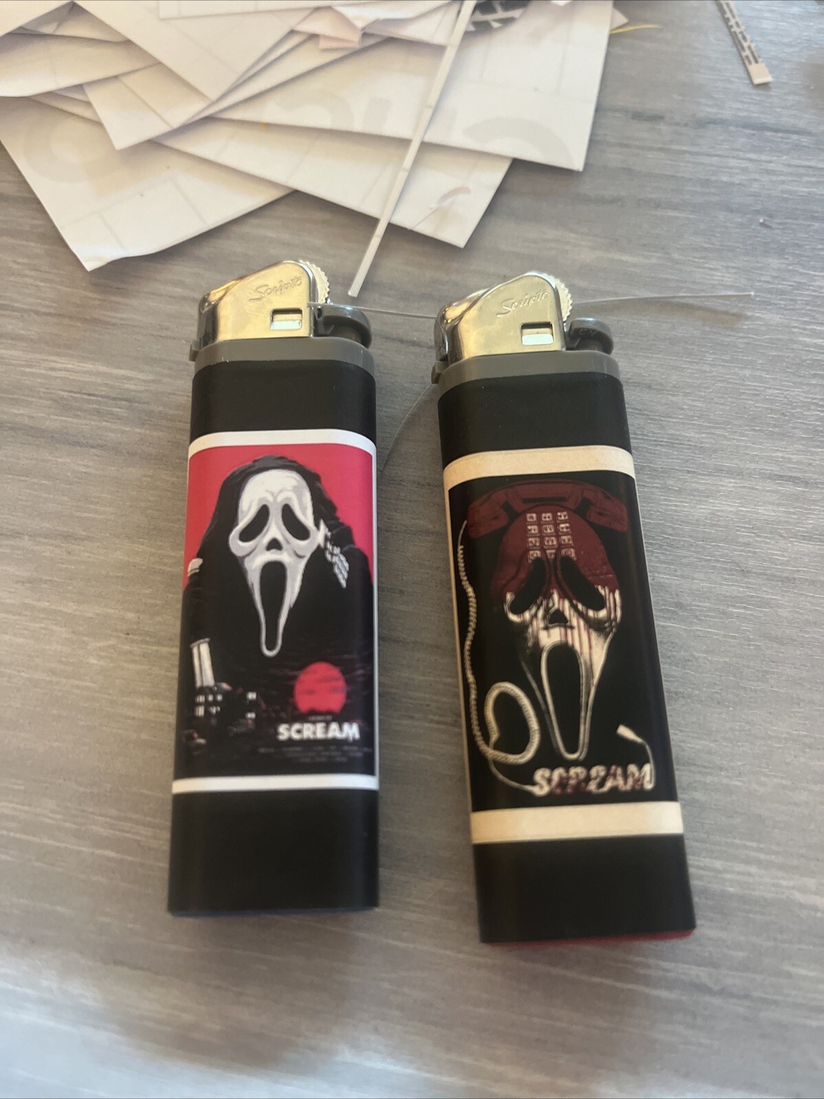 New 2 Custom Scripto Lighters Ghost Face Very well made must see