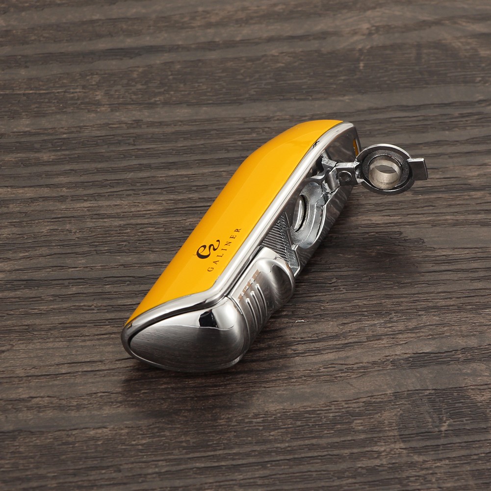 Windproof Metal Torch Cigar Lighter 3 Jet Flame Punch Refillable Gas for Cohi