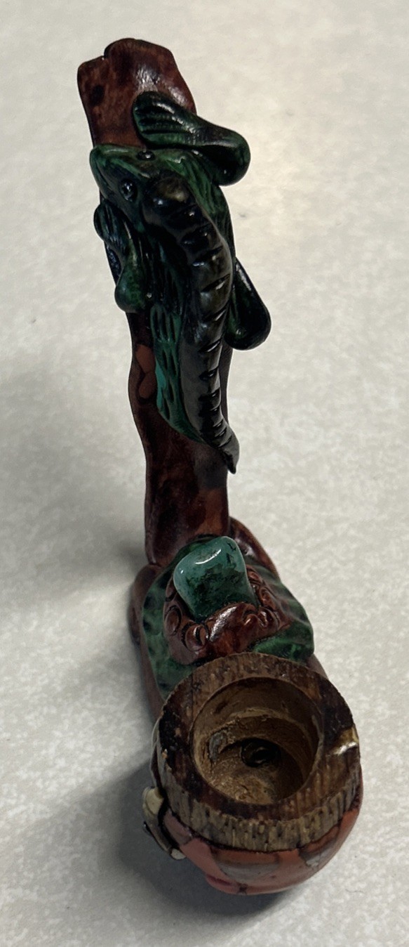 Vintage Handmade Fish/Lizard/Tadpole Small Free Standing Tobacco Smoking Pipe