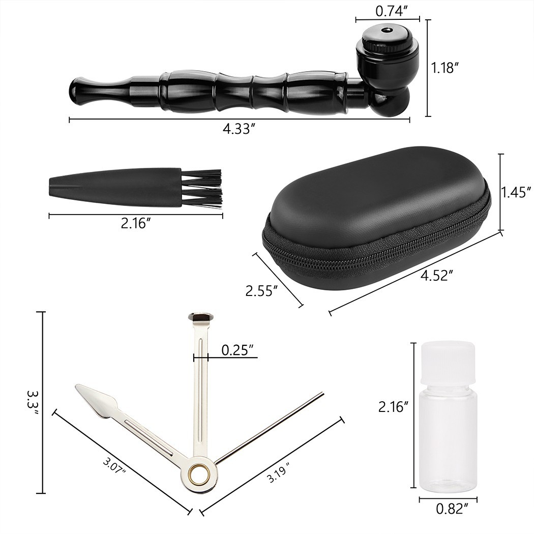 4.3″ Metal Detachment Tobacco Smoking Pipe with Cap Lid Screens and Tools Screen