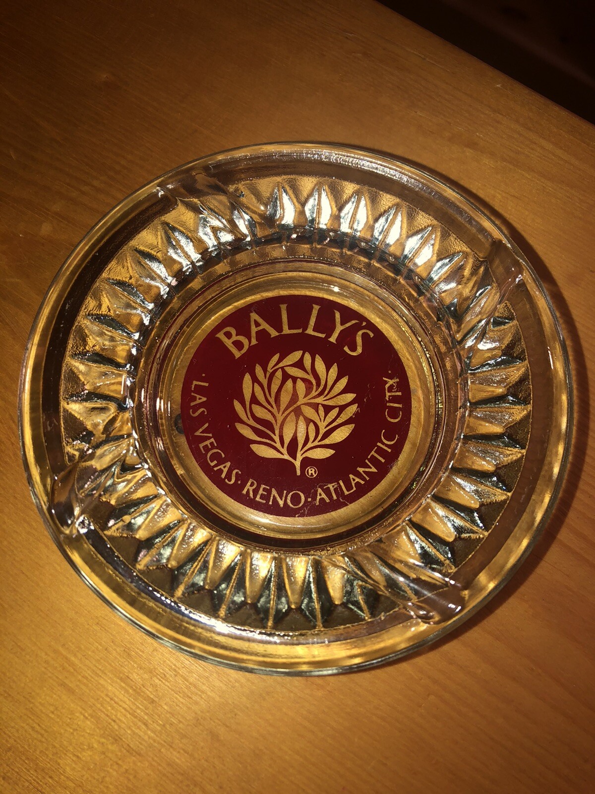 Vintage Ash Tray BALLY’S Casino HOTEL LAS VEGAS Atlantic City Glass Round Red