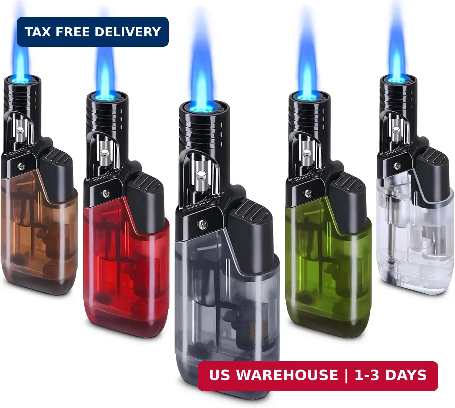 5 Pack Torch Lighter Mini Refillable Butane Lighters Utility Lighter Long Wand P