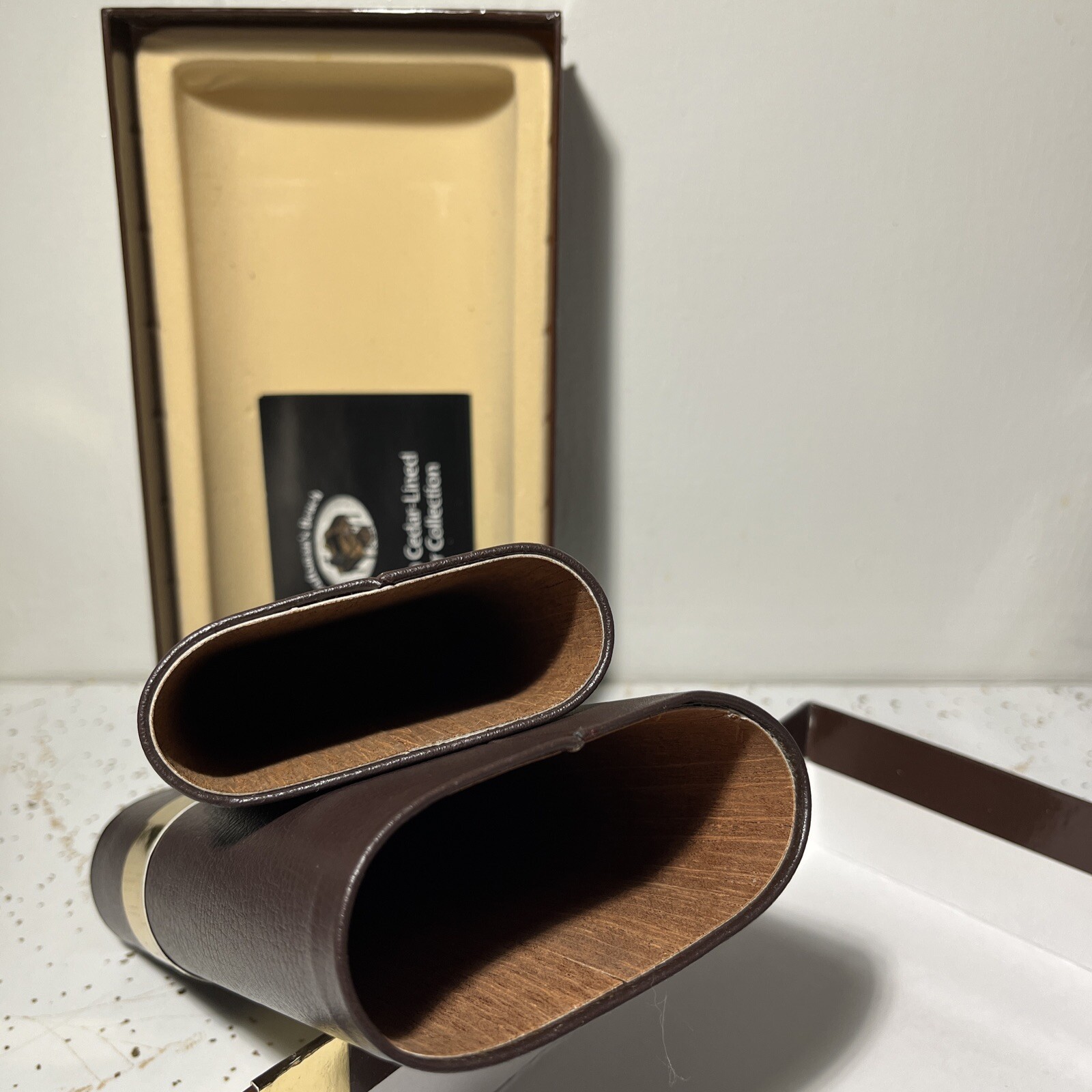 Craftsman’s Bench Spanish Cedar Lined Leather Collection Cigar Case in Box A6