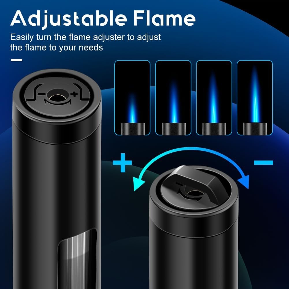 2 Pack Torch Lighters Refillable Butane Lighter with Visible Fuel Window