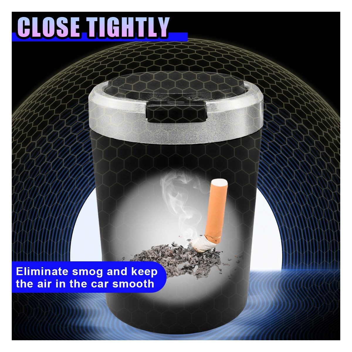 Car Ashtray with Lid, Portable Windproof Smokeless Auto Cup Holder Ashtray wi…