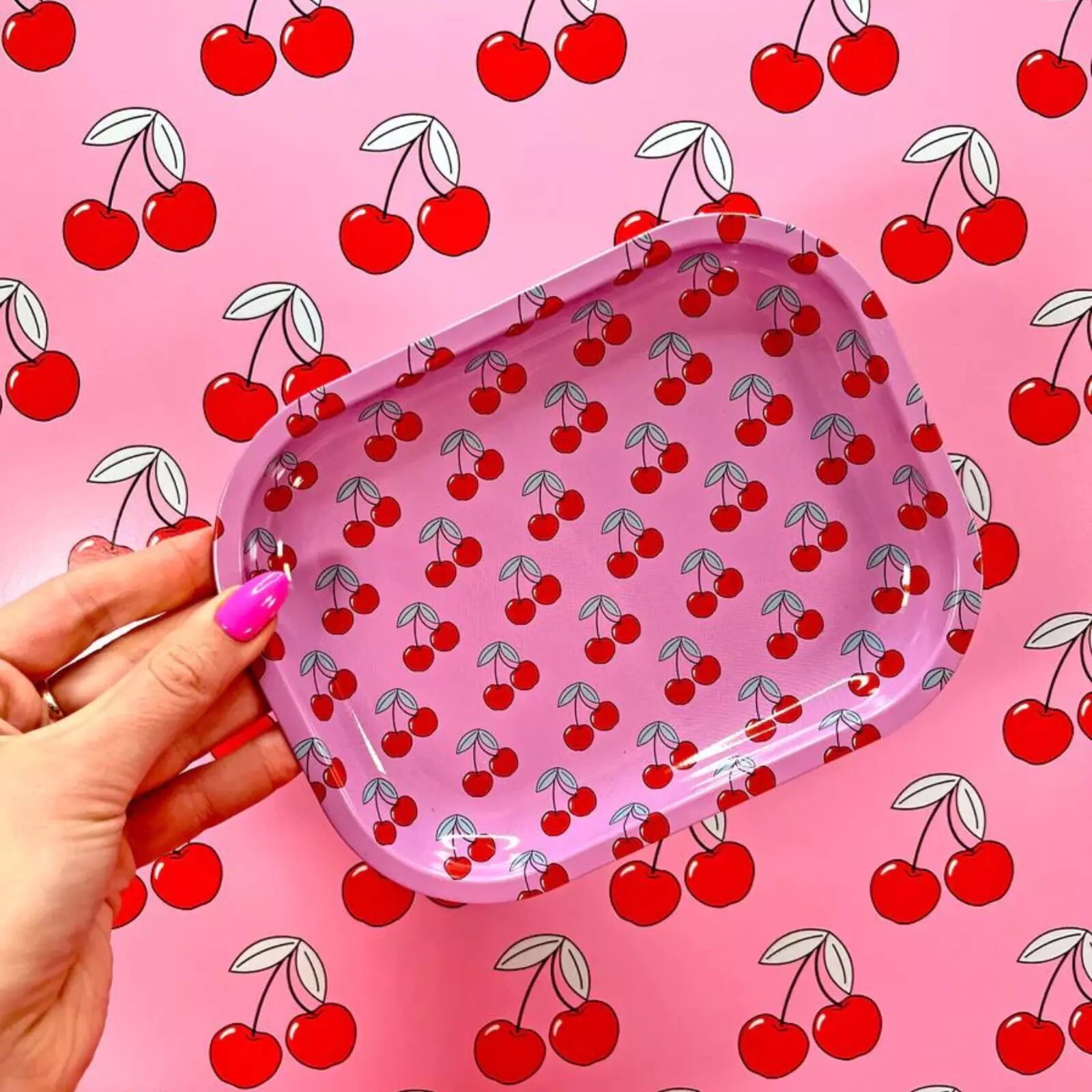 Cherry Rolling Tray | Trinkets Tray | Ash-Tray, Size 7″ x 5.5″