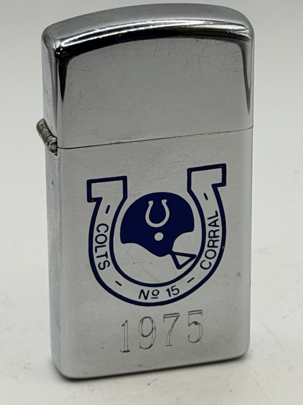 Vintage 1975 Colts Coral Football Slim Zippo Lighter W/ Casual Men’s Watch