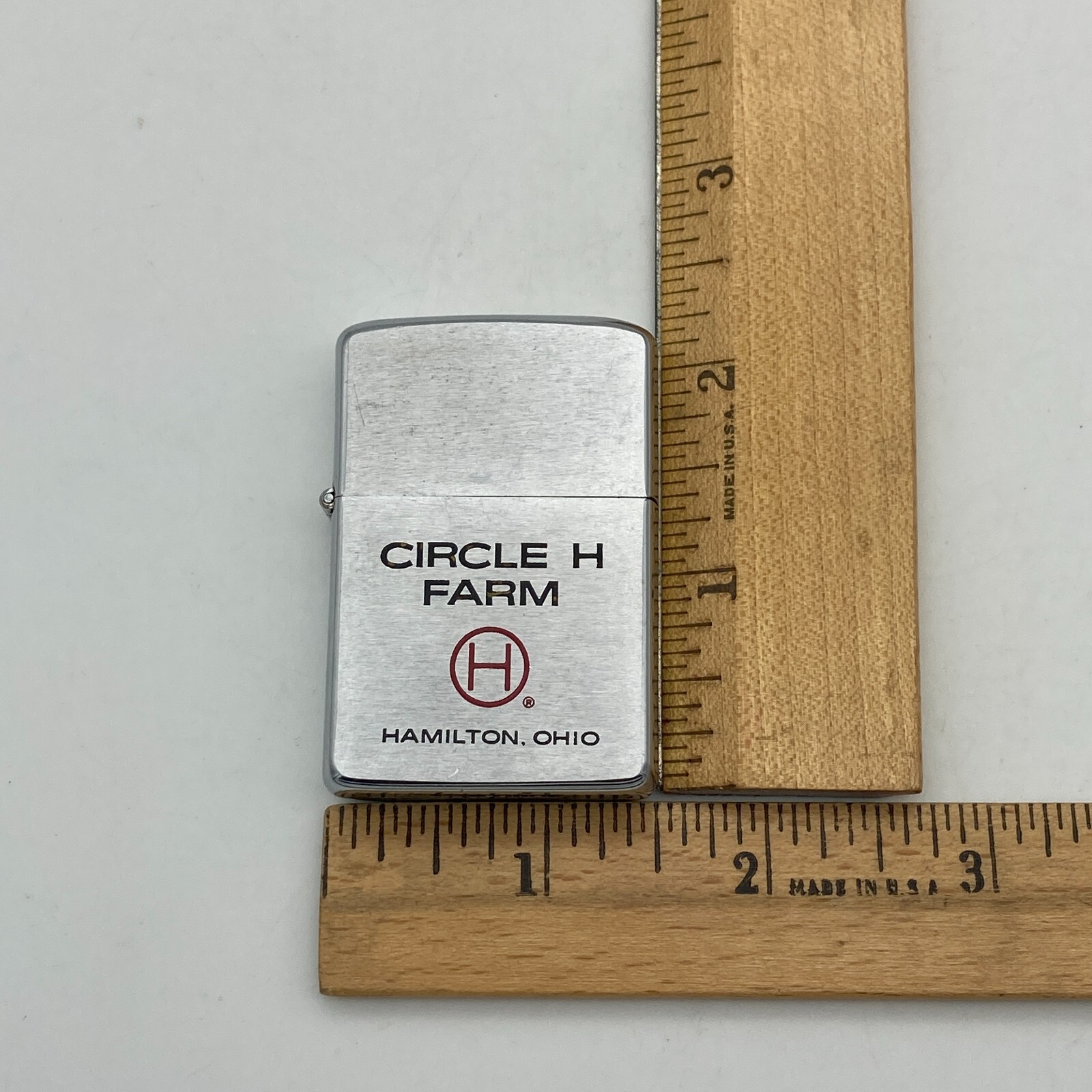 Vintage 1967 ZIPPO Lighter Patent 2517191 CIRCLE H FARM Hamilton Ohio Logo 60s